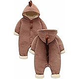 [HUGmeee] カバーオール 防寒 フード付き ロンパース ジャンプスーツ もこもこ きぐるみ 着ぐるみ 冬 恐竜 ベビー服 新生児 ふわふわ 出産祝い ギフト 男の子 女の子 結婚祝い 百日祝い 妊婦 プレゼント