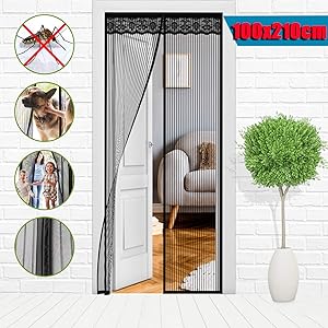 網戸 カーテン マグネット開閉式 【2020最新版】玄関 あみどドア 勝手口 簡易 網戸 虫よけ 蚊取り 害虫対策 エコ 暑さ対策グッズ 自動で閉まる 纱窗 出入り楽々 部屋 リビング ベランダ サッシドア に適用 (100X210cm)
