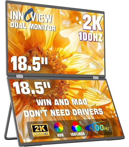 Amazon.co.jp: InnoView 18インチ 2K 100Hz デュアルポータブル