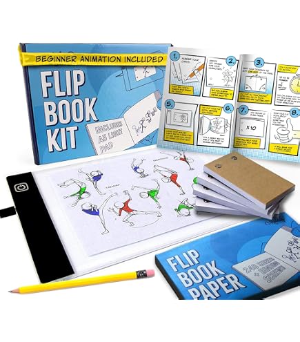Fliptomania Kit D'animation Flipbook - Fusée Et Robot - 3 Carnets Dont 1 Vierge - Sans Colle Ni Ciseaux