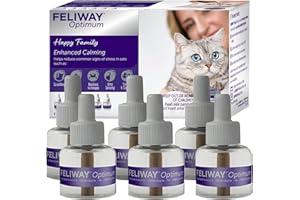 FELIWAY Optimum Cat, Enhanced Calming Pheromone Diffuser, 30 Day Refill - 6 Pack, Clear
