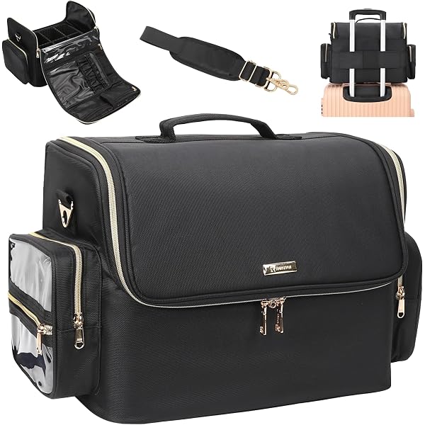 Jaffzora Extra Large Make-up-Tasche – 3 Abnehmbare Hüllen, Wasserdicht, 33x22x30 Cm, Mit Tragegriff & Schultergurt