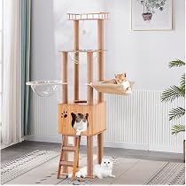 キャットタワー,宇宙船-猫タワー 爪研ぎ おしゃれ 大型猫 子猫-運動不足解消 Amazon | Yinanroa 155CM キャットタワー 宇宙船-キャットハウス