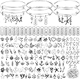 363 Pcs Silver Expandable Bangle Bracelets Charm Bracelets DIY Kit, 17 Pcs Adjustable Wire Bangles, 146 Pcs Charms Pendants, 