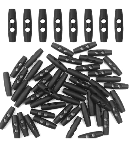 Sourcingmap 10 Stuks Plastic Tuimelknoppen Met 2 Gaten – 38 Mm, Zwart, Ideaal Voor Scrapbooking, Naaien, Koorden, Rugzakken En Sportkleding 4 miniatura