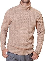 JIGGYS SHOP セーター メンズ ニット タートルネック ケーブル編み 厚手 長袖 防寒 ボーダー