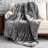Sherpa Fleece Weighted Blanket 5.5 kg for Adult, Unicolor Ultra-Soft Fleece and Sherpa, Dual Sided Cozy Plush Blanket for Sof