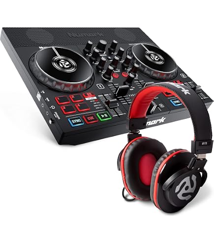 ほぼ新品【ヘッドフォン付き】Numark DJコントローラー LEDライト搭載 Amazon | Numark DJコントローラー LEDライト搭載とモニタースピーカー