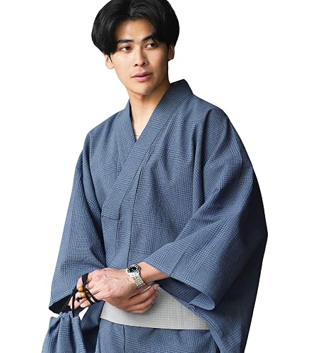 Amazon.co.jp: 浴衣単品高級しじら織りしじら織浴衣白縞呉服店粋大人夏