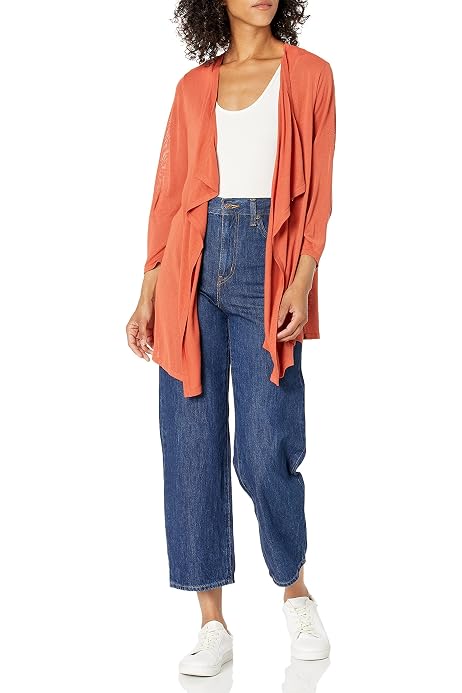 Side Slits Cardigan Sweater - Orange 