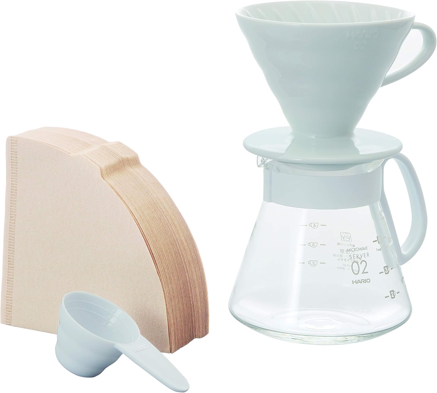 HARIO(ハリオ) V60セラミックドリッパー02セット 1-4杯用 ホワイト 日本製 XVDD-3012W