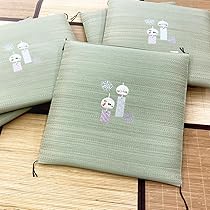 Amazon.co.jp: 座布団 い草 刺繍 ふさ付き 座敷 夏 55×55