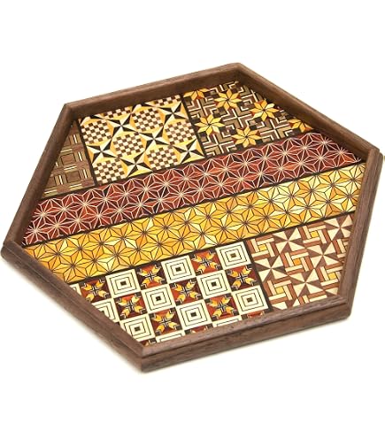 Amazon｜寄木袖付き長角盆 亀甲（大）箱根丸山物産｜トレイ・盆