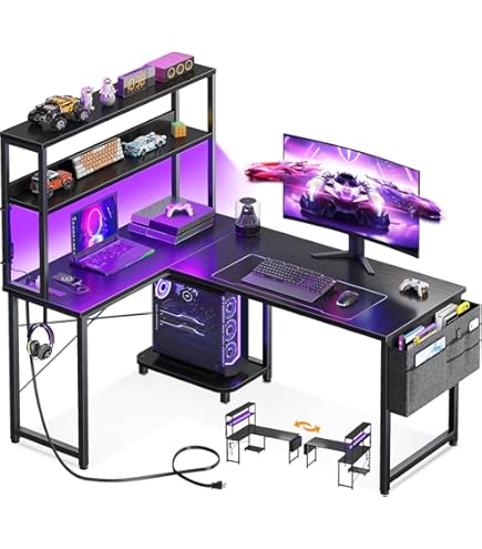 Amazon | COMHOMA パソコンデスク L字 pcデスク コンセント・ラック