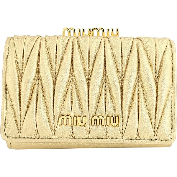 miu miu 折り財布　ゴールド miumiu ミュウミュウ マテラッセ 二つ折り財布 コンパクトウォレット
