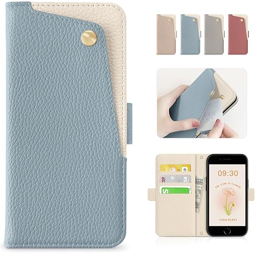 CASSYOOK for iphone se ケース 手帳型 iphone se2/se3 ケース おしゃれ 表面ポケット便利 iphone8 ケース 手帳型 スマホケース se マグネット式 スマホカバー iphone se 手帳型ケース アイフォ
