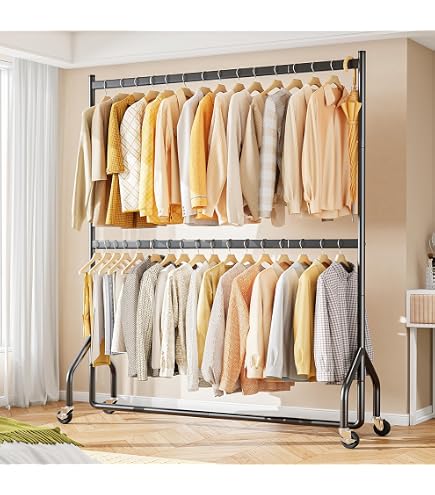 Amazon｜ハンガーラック 頑丈 2段収納 Luxspire 洋服ラック 大容量