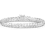 Argento Reale 925 Sterling Silver Solid 6.25MM-12.25MM Miami Cuban Bracelet for Men - Sterling Silver Link Bracelet For Men, 