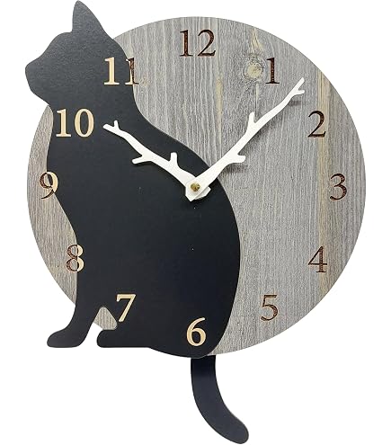 Amazon.co.jp: Zekono猫時計 振り子 おしゃれ かわいい キャット