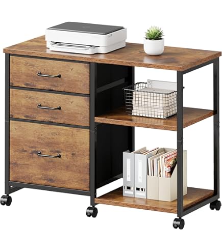 ☆使い勝手抜群　3段収納　キャビネット デスクワゴン　茶 Amazon.co.jp: デスクワゴン サイドキャビネット オフィスワゴン