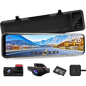 PORMIDO ドライブレコーダー ミラー型 前後カメラ 【業界初販売12インチフロントカメラを本体から完全に分離式…