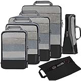 BAGAIL 4 Set/6 Set Compression Packing Cubes Travel Accessories Expandable Packing Organizers (Black Mesh, 6 Set)