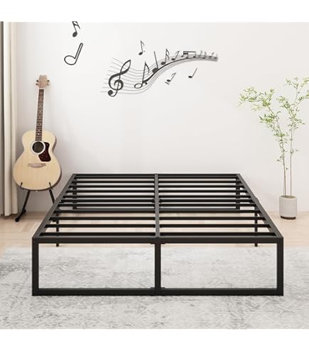 VERFARM メタル ベッドフレーム セミダブル 頑丈な金属製 ブラック