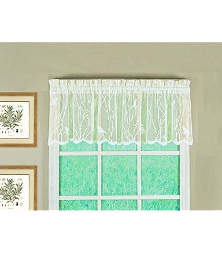Alison Floral Lace Rod Pocket Kitchen Curtain Valance - 58" X 14", Stone Color, Sheer, Machine Washable - View #4