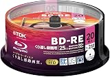TDK 録画用ブルーレイディスク BD-RE 25GB 1-2倍速 ホワイトワイドプリンタブル 20枚スピンドル BEV25PWA20PA