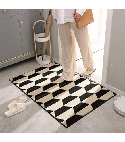 Fisura. - Odern Coconut Doorat With Non-Slip PVC Backing Dirt Trapper Door Mats Indoor And Outdoor Entrance Door Mat Original Hand Painted Doormat Size: 70cm X 40cm Black P 357051578 - View #2