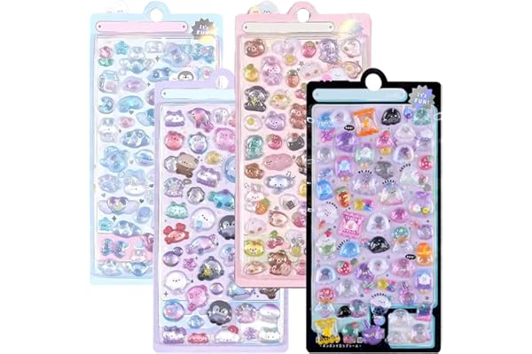 MINGYI TECH 3dシール 立体シール 4枚セット かわいい 立体 キラキラ 女の子デコシール 携帯電話飾り用 DIY用 手帳 手芸 贈り物