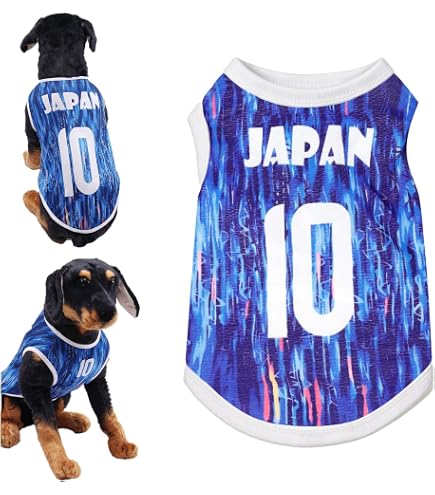 Amazon | 犬服 サッカー10シャツ サッカーユニフォーム サムライブルー