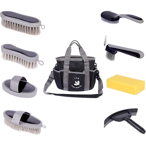 9-Piece Horse Grooming Kit With Tote Bag - Complete Care Set For Riders