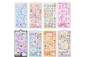 YIBOOOM シール 可愛い 立体 ごほうびシール キラキラな 8枚セット女の子 デコシール 貼り付け可能 手芸用品 贈り物 携帯電話飾り用 DIY用 手帳用 (C)
