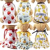 RIOSTUDIO 犬服 犬の服 春夏用 ワンピース メッシュ フルーツ柄ワンピース（イチゴ柄ワンピース、M）