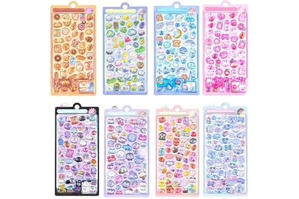 [Cociliye]ボンボンドロップシール 3D立体ぷくぷくシール かわいい 8枚セット エポキシ樹脂製 安全素材 すぐ使える粘着 簡単剥離 はがせるデカール 子供 貼り付け可能 贈り物 手帳 携帯 DIY用 手帳用 女の子 プレゼント おしゃれ小物