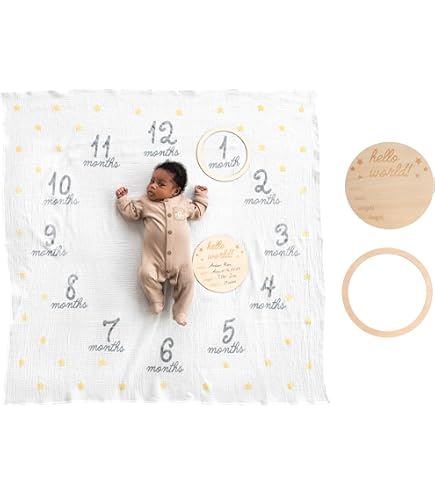 Baby Girl Milestone Blanket 45x40 Inches - Boho Floral Growth Chart With Wreath & Headband