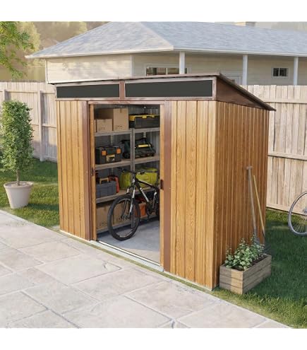 Amazon | 屋外物置 倉庫 物置 プレハブ小屋 屋外収納 バイクガレージ
