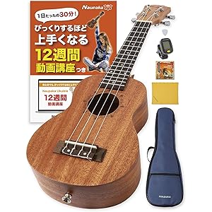 Naupaka ウクレレ ソプラノ 【びっくりするほど上手になる12週間動画講座つき】 21インチ 初心者セット