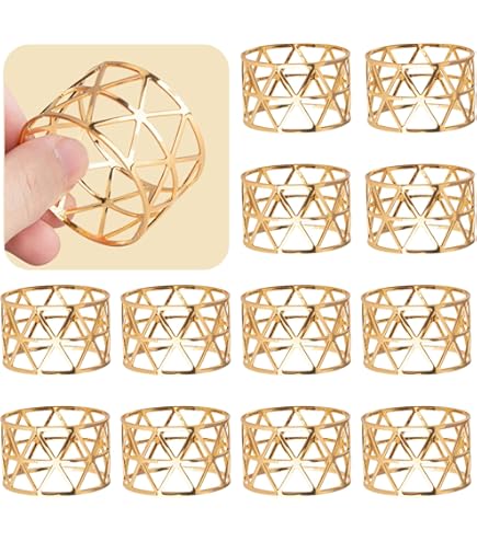 Anelli Per Tovaglioli In Rete Oro - Set Di 12 | Per Matrimoni, Cene E Eventi | Placcati Oro - Foto 3