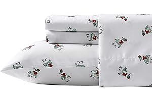 Nautica - King Sheet Set, Brushed Flannel Bedding Set, Soft & Cozy Room Essentials (Penguin Toss, King)
