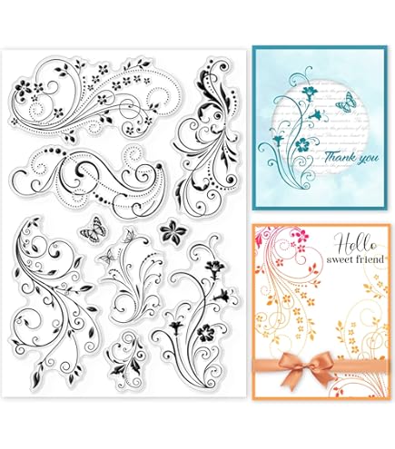 Kwan Crafts Clear Stamps - Flowers And Leaves Design For Card Making