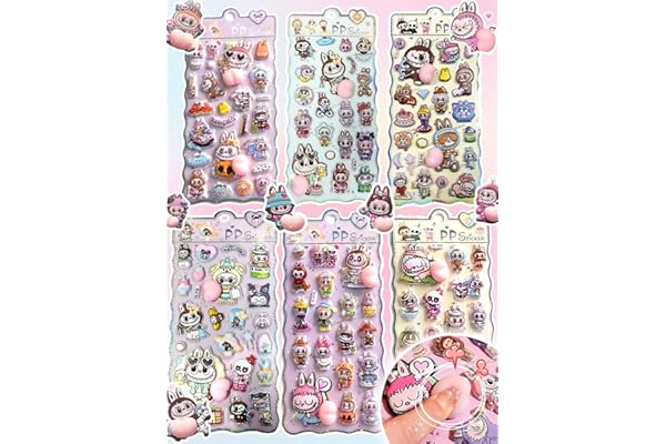 KIMOC おしりぷにぷにシール ぷくぷく 3Dカートゥーン 3D立体 かわいい デコステッカー ごほうびシール キャラクター 手帳 スマホケース 装飾用 マシュマロ 子供 大人の図鑑 プレゼント 飾り用 DIY用 貼り付け (2枚（柄おまかせ）)