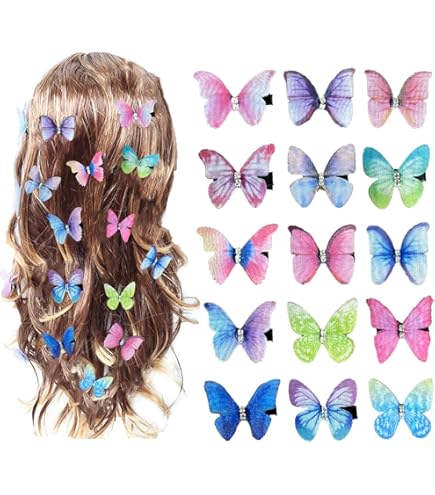Amazon.co.jp: 蝶 ヘアクリップ ヘアピン 【8個セット】ヘア