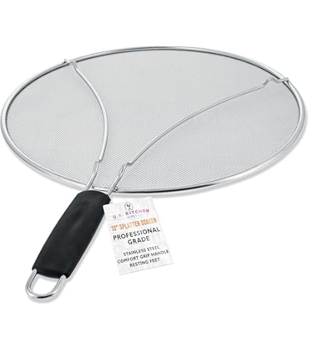 MasterClass Stainless Steel Splatter Guard - 33cm With Carbon Filter, Odor Absorbing, Folding Handle