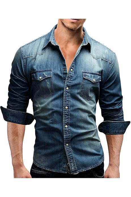 Long Sleeve Washed Denim Shirt 