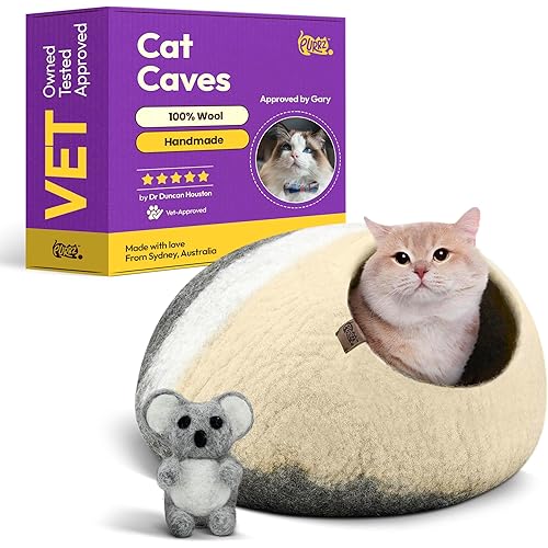 PURRZ Eco Calming MOCHI Felt Cat Bed Cave (8 Designs) - Environmentally Friendly & Sustainable Handmade 100% Hypoallergenic M