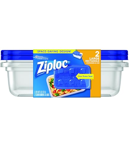 Amazon | Ziploc Container, Divided Rectangle, 2 Count (Pack of 2