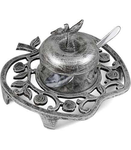 Rosh Hashanah Honey Dish Set - Ceramic Apple Plate, Honey Bowl & Wooden Dipper, Shana Tovah Judaica Gift