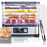 BelleLife フードドライヤー 食品乾燥機 ドライフード ドライフルーツ タイマー付き ドライフルーツメーカー ドライフードメーカー 野菜乾燥機 電気食品脱水機 5層大容量 温度設定35℃～70℃ タイマー1~24時間【専用レシピ】最大8段まで